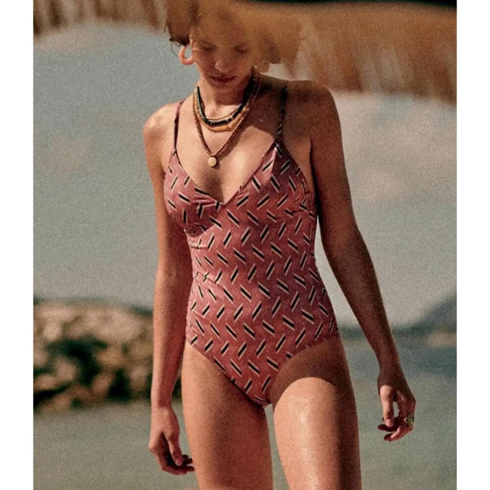 NWT Sezane x Ysé Swimwear Été sauvage Swimsuit in Geometric pattern